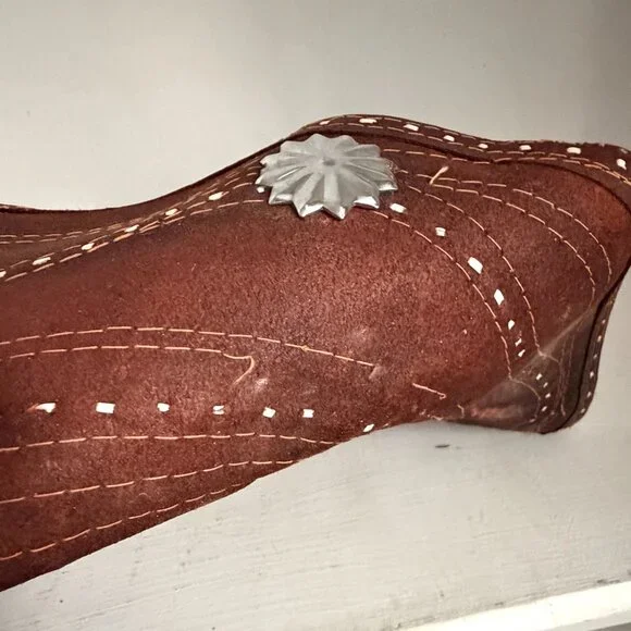 Vintage Tricorn Mexican Charro Silver Concho Western Hat Distressed Unisex - Picture 10 of 10